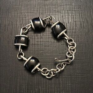 Vintage Black and Silver Chain Bracelet